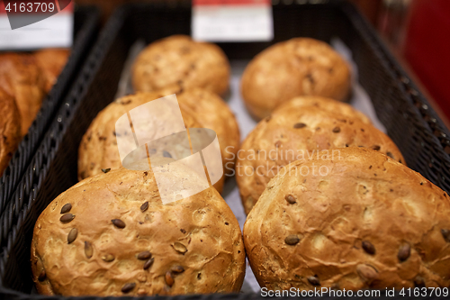 Image of close up of bread at bakery or grocery store