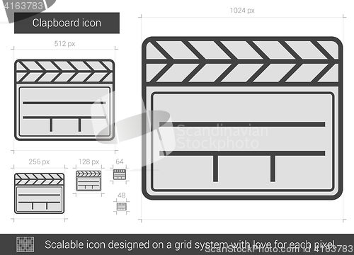 Image of Clapboard line icon.