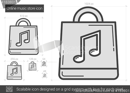 Image of Online music store line icon.