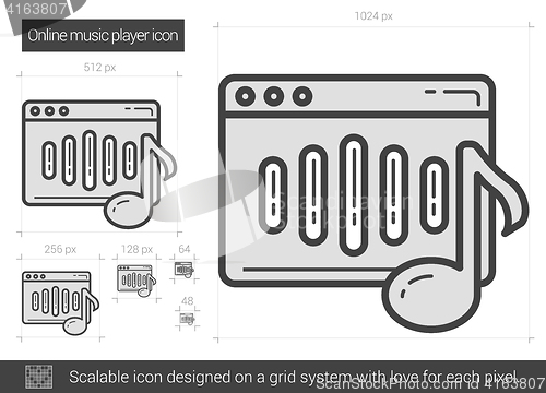 Image of Online music player line icon.