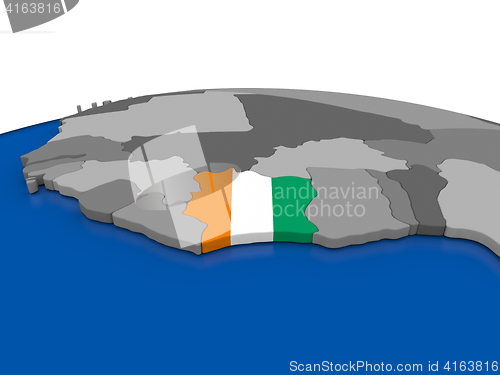 Image of Ivory Coast on 3D globe