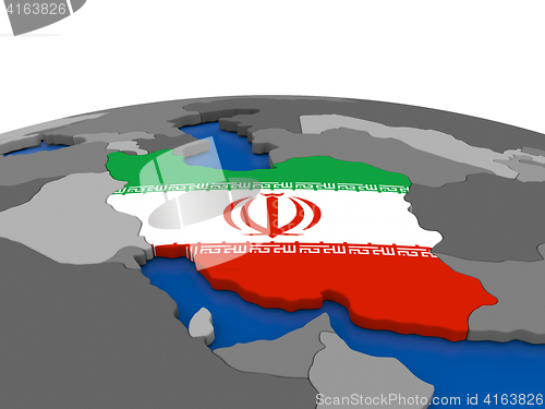 Image of Iran on 3D globe