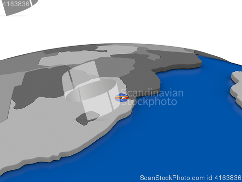 Image of Swaziland on 3D globe