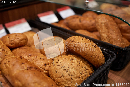 Image of close up of bread at bakery or grocery store