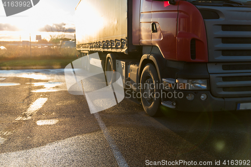 Image of close up of truck on parking