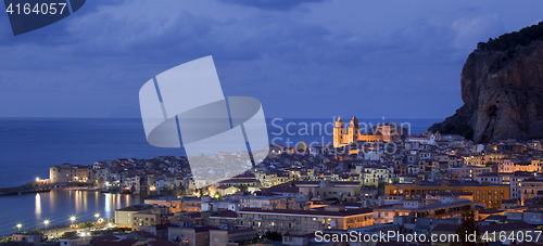 Image of Cefalu in twilight, Sicily