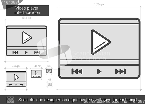Image of Video player interface line icon.