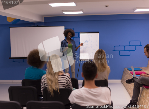 Image of Black woman Speaker Seminar Corporate Business Meeting Concept