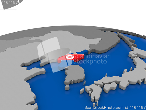 Image of North Korea on 3D globe