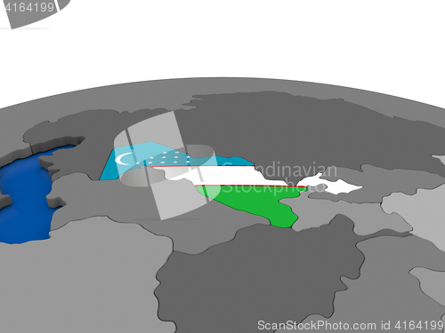 Image of Uzbekistan on 3D globe