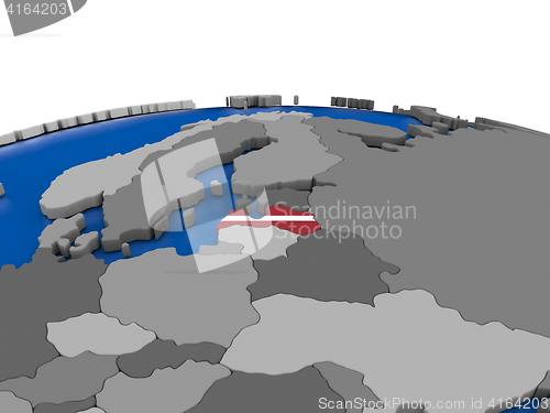 Image of Latvia on 3D globe