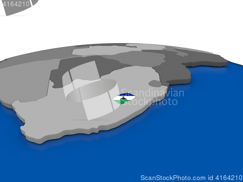 Image of Lesotho on 3D globe