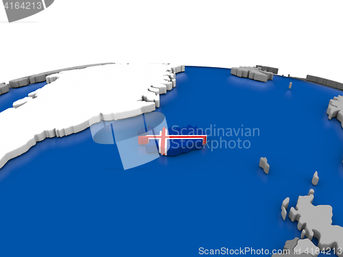 Image of Iceland on 3D globe