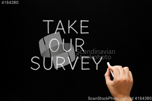 Image of Take Our Survey Handwritten On Chalkboard