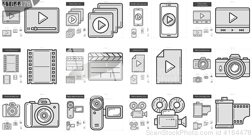 Image of Media line icon set.