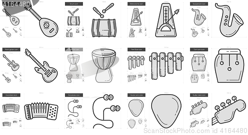 Image of Music line icon set.