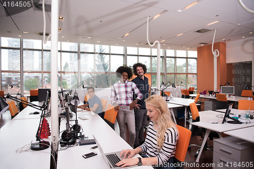 Image of informal business woman working in the office