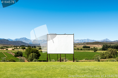 Image of Panoramic view of big blank billboard in nice scenery