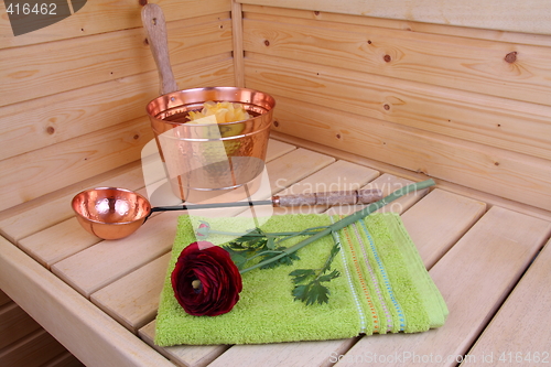 Image of Interior of a Finnish sauna