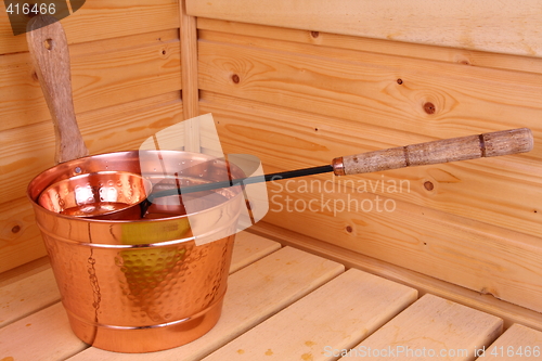 Image of Bucket with water in sauna