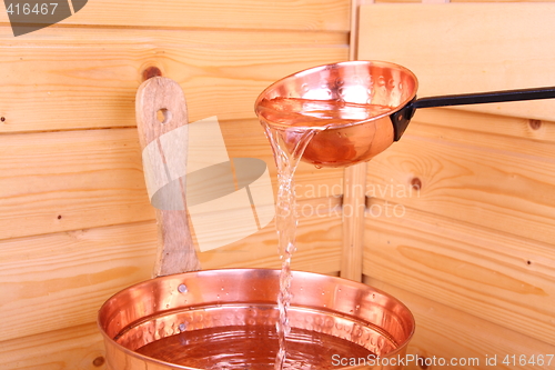 Image of Pouring water in sauna