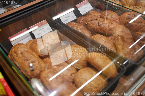 Image of close up of bread at bakery or grocery store