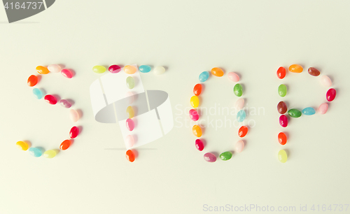 Image of close up of jelly beans candies on table