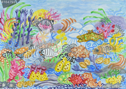 Image of Underwater world abstract painting