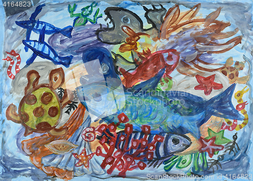 Image of Underwater world abstract painting