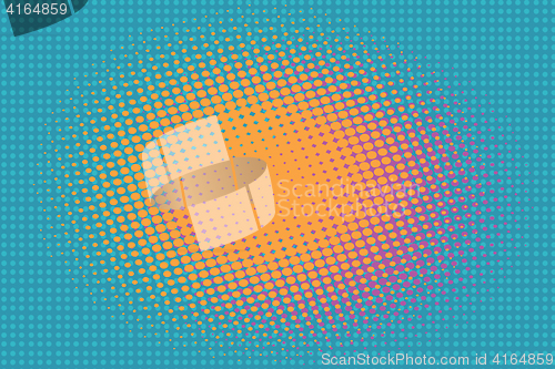 Image of Orange spot on a blue background, vintage pop art retro