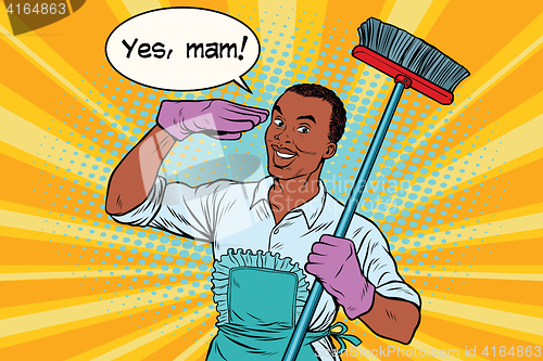 Image of yes mam Husband and cleaning the house