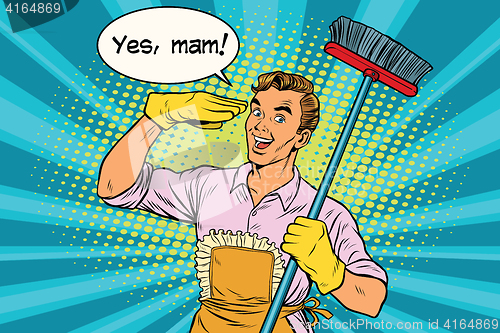 Image of yes mam Husband and cleaning the house