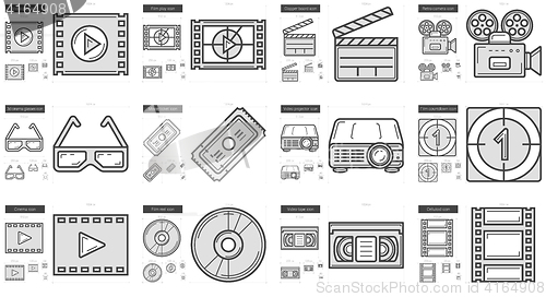 Image of Cinema line icon set.