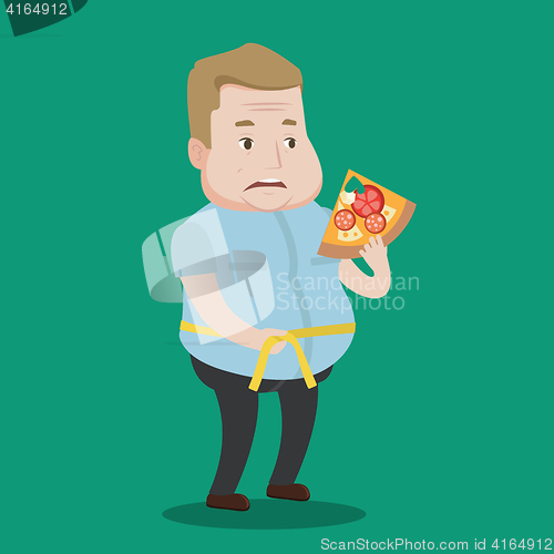 Image of Man measuring waist vector illustration.