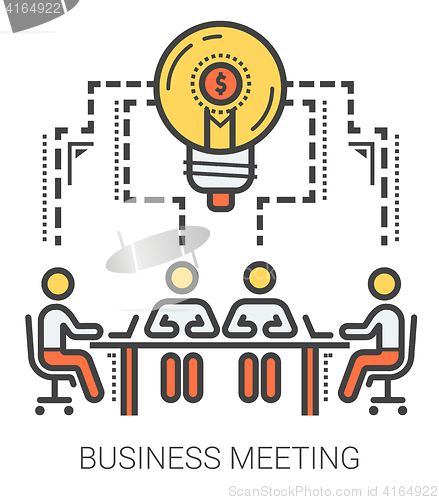 Image of Business meeting line infographic.