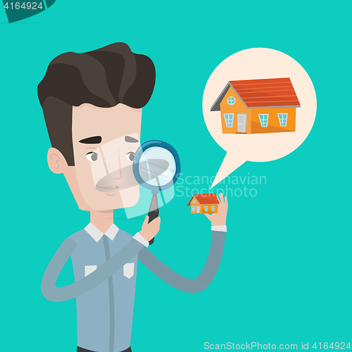 Image of Man looking for house vector illustration.