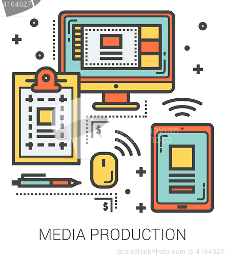 Image of Media production line infographic.