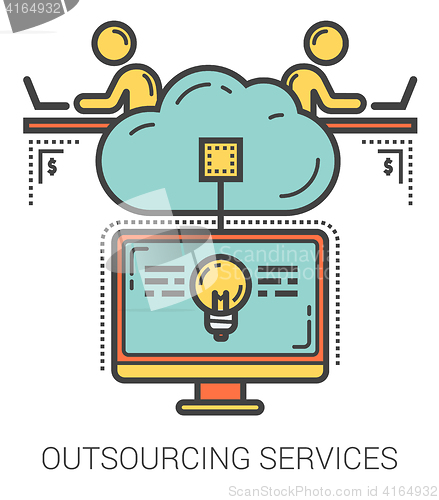 Image of Outsourcing services line infographic.