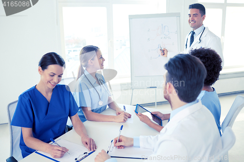 Image of group of doctors on presentation at hospital