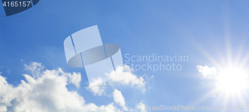 Image of Panorama shot of blue sunny weather