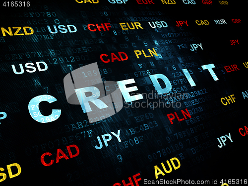 Image of Currency concept: Credit on Digital background