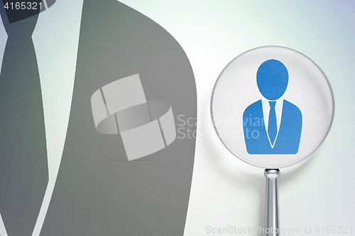 Image of Law concept:  Business Man with optical glass on digital background
