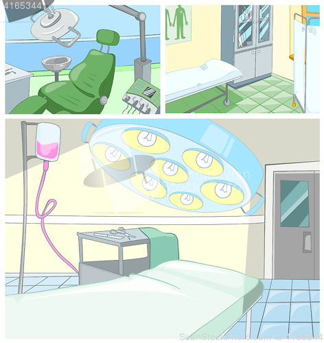 Image of Vector cartoon set of medical backgrounds.