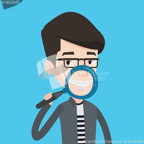 Image of Man brushing his teeth vector illustration.