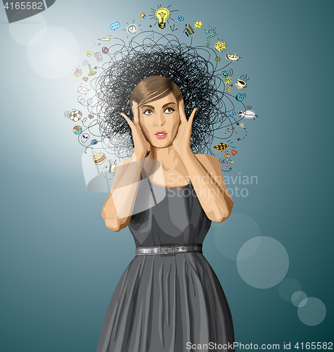 Image of Vector Surprised Girl in Dress