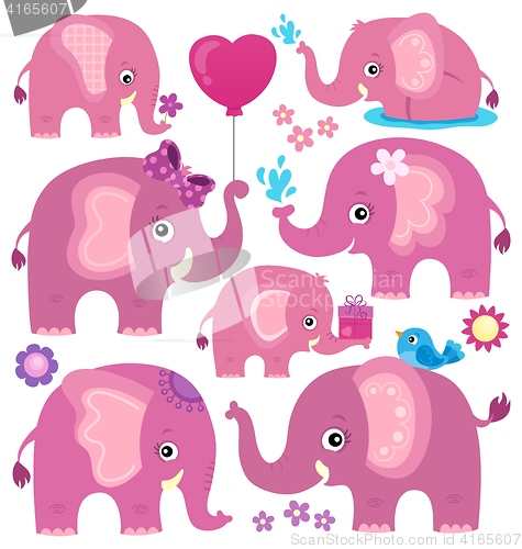 Image of Stylized elephants theme set 3