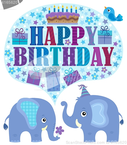 Image of Happy birthday theme with elephants 2