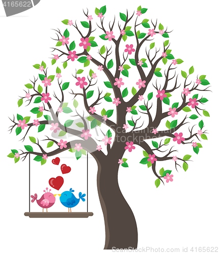 Image of Tree with Valentine birds theme 1