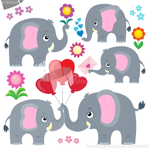 Image of Stylized elephants theme set 4