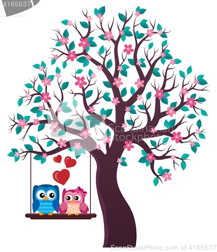 Image of Tree with Valentine owls theme 1